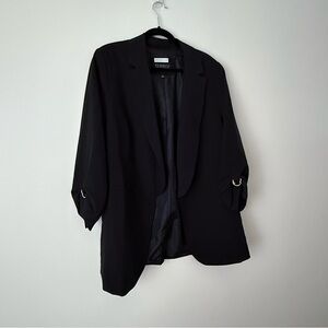 Eloquii Black Blazer Relaxed Fit Three-Quarter Sleeves